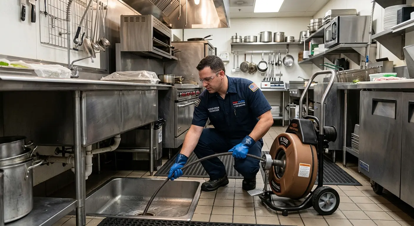Commercial drain cleaning service in a restaurant kitchen in South Lake Tahoe