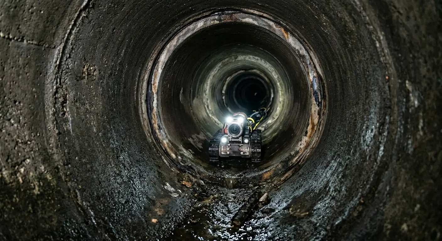 Robotic sewer camera inspecting pipe interior for Drain Snake Service in South Lake Tahoe